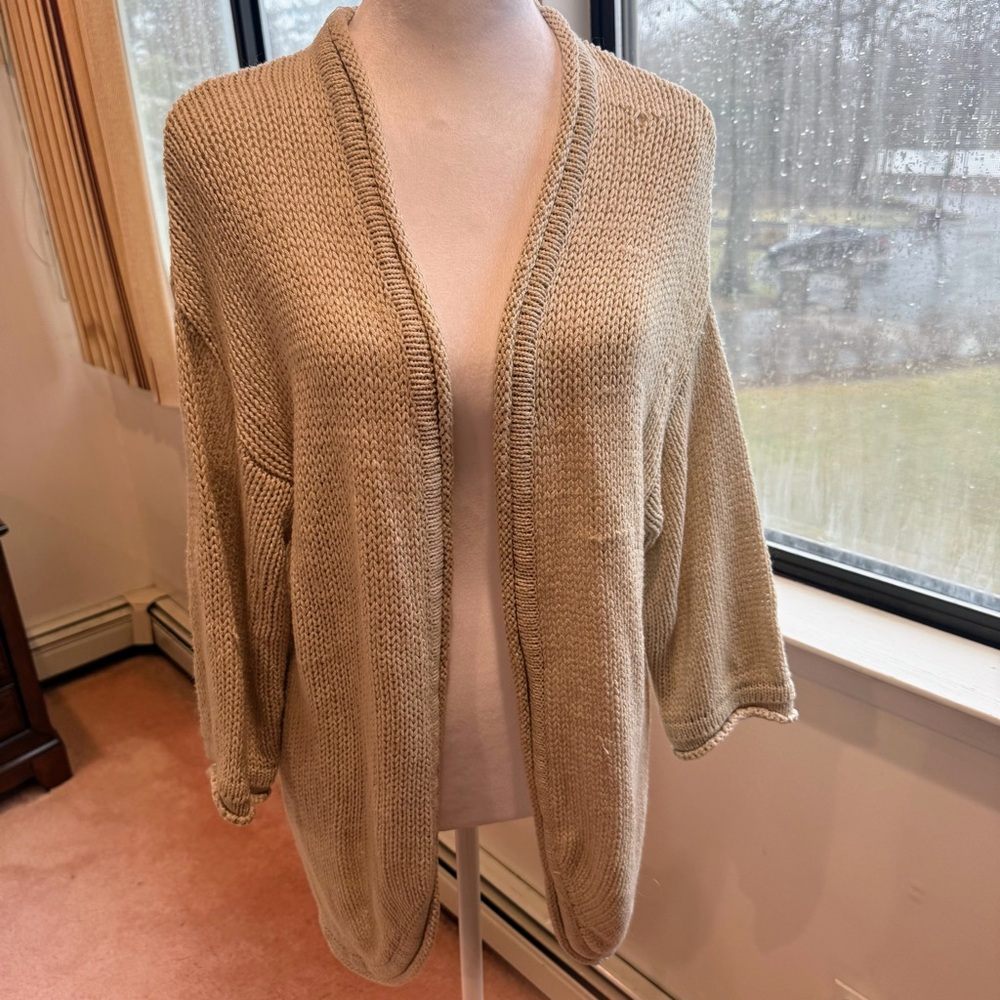 3/$25 Magaschoni Tan Open-Front Cardigan with Relaxed Fit Size M - Picture 4 of 13